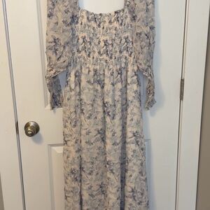 Floral Blue and White Women's Hill House Dress